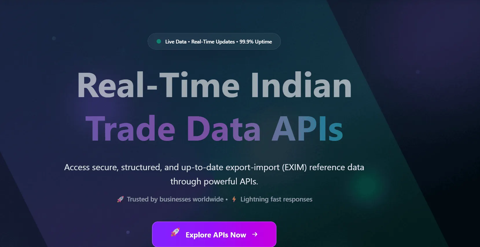 EximFetch trade data API platform dashboard